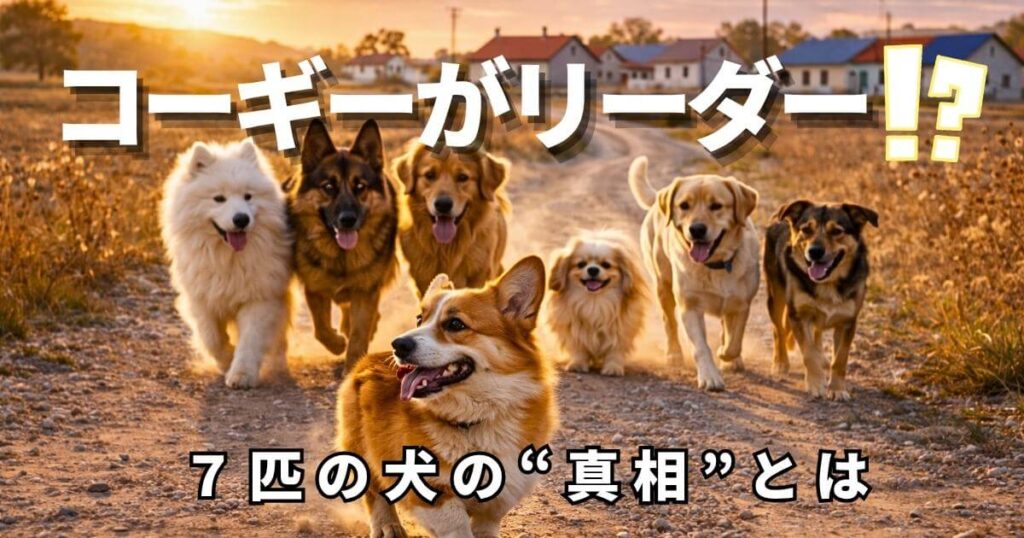 コーギーを先頭に7匹の犬が一緒に歩く様子（中国・吉林省のニュース）