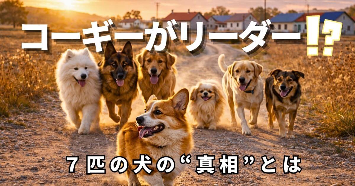 コーギーを先頭に7匹の犬が一緒に歩く様子（中国・吉林省のニュース）