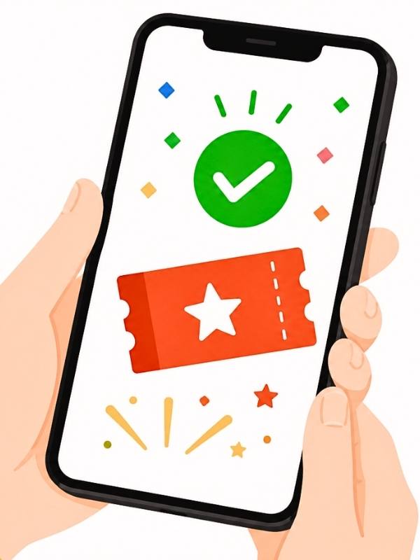 スマホでバレーボールのチケットを購入する手元
