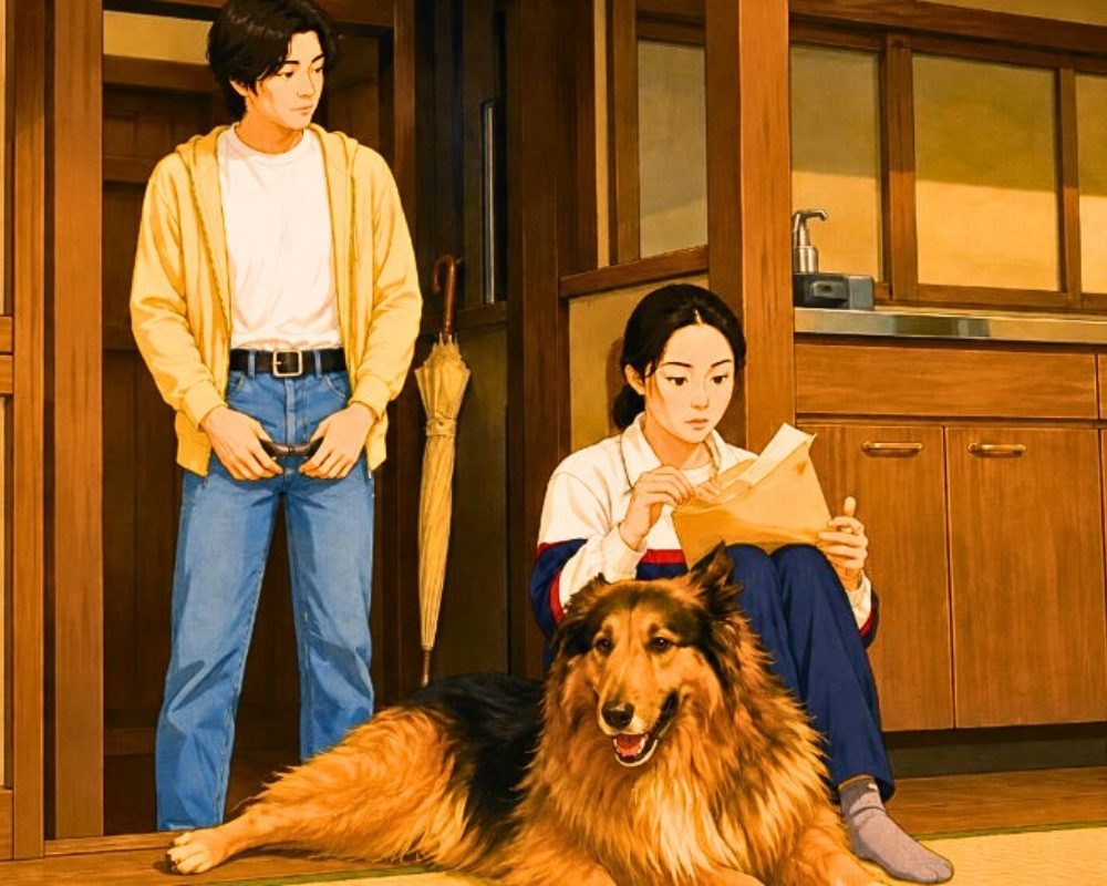 朝ドラ『ひまわり』第50話・保証人欄の契約書を渡しに来た達也とリキ、のぞみの3ショット