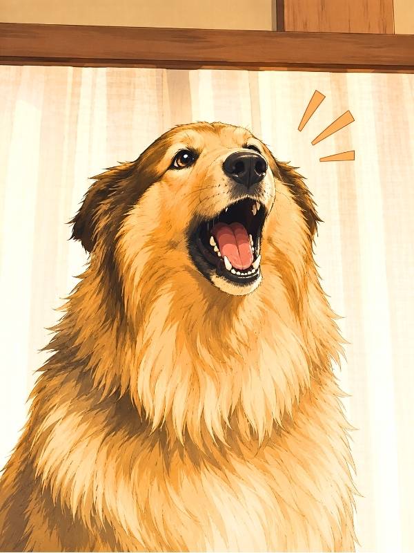 朝ドラ『ひまわり』第29話・家族の会話に「ワンワン！」と参加するリキのイメージイラスト